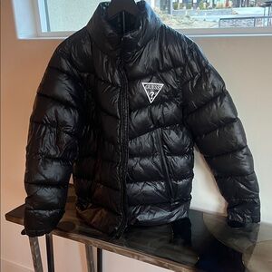 GUESS men's or women’s Shiny Black Puffer Jacket